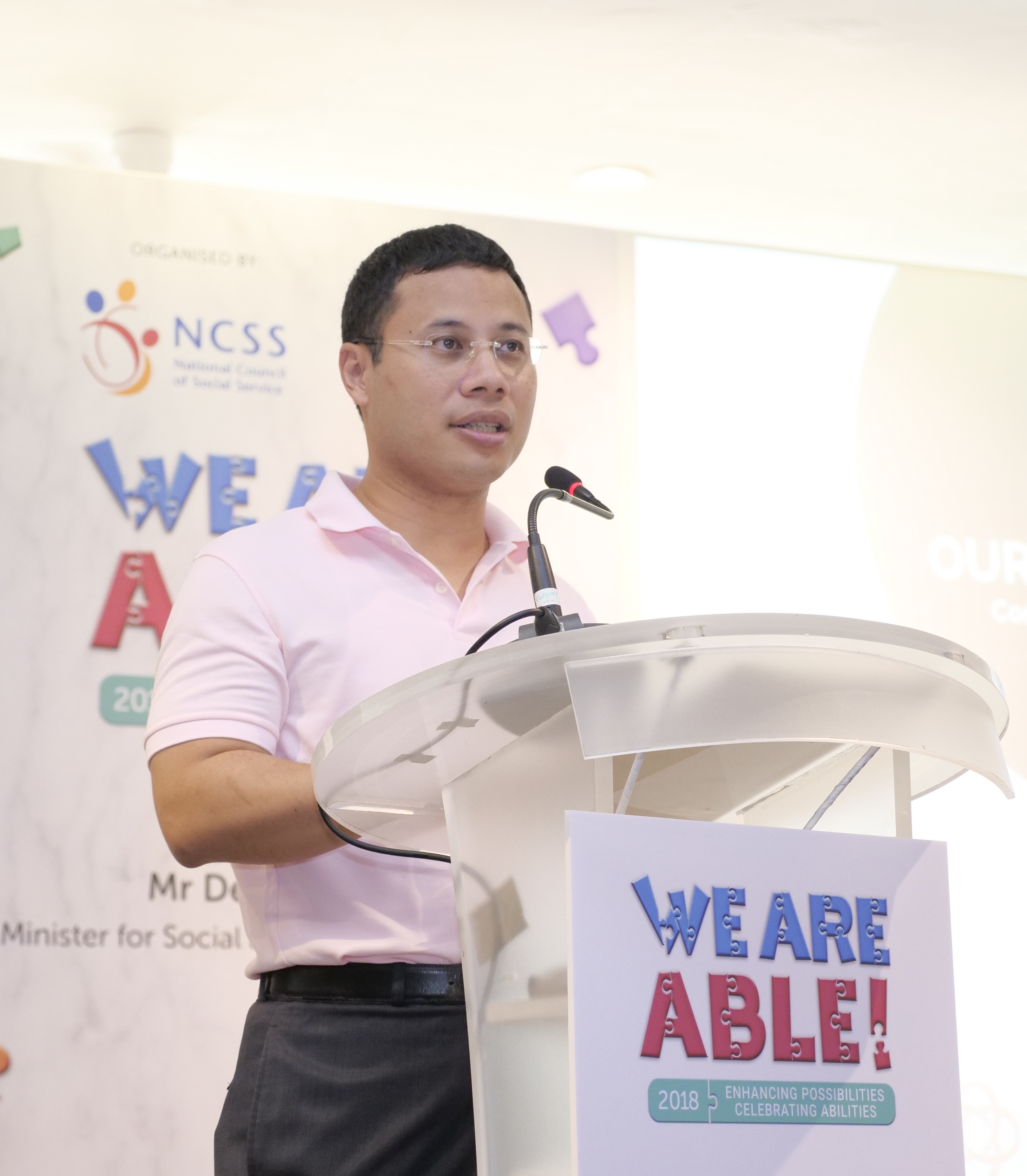 Special Guest, Minister for Social and Family Development, Mr. Desmond Lee speaking at We Are Able! 2018